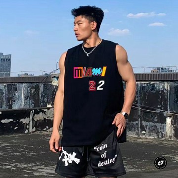 熱火隊籃球背心訓練投籃服22號巴特勒城市版球衣美式運動健身無袖男士訓練寬鬆運動背心 男士夏季薄款運動T恤 男士籃球跑步百