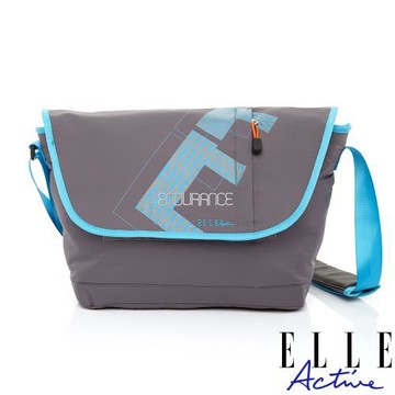 【ELLE Active】自信系列-郵差包/斜背包/側背包-灰色