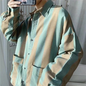 長袖襯衫男 潮流帥氣ins港風休閒套裝男士帥氣寬鬆薄款襯衫