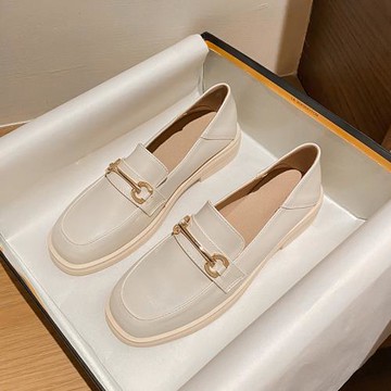 春秋小皮鞋大碼豆豆鞋41樂福鞋軟底工作鞋2025新款方頭平跟鞋單里