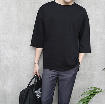 FINDSENSE品牌 夏季新款 後背拉鏈 特色男士寬鬆t恤