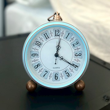 WE CHAMP 復古風格靜音鬧鐘 WTB-362 1個  天藍色