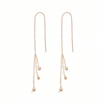 【點睛品】 法式優雅 18K玫瑰金垂墜耳環(一對)