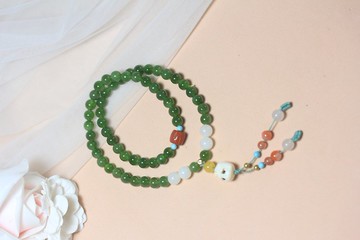 【阿呆】天然和田玉碧玉手串 6mm二圈 精美手鏈 手環