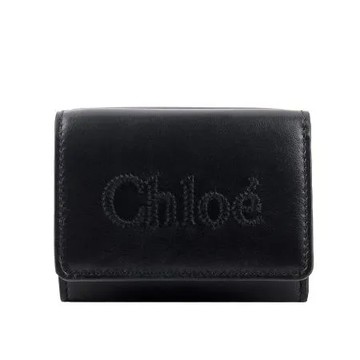 【CHLOE'】Sense 刺繡標誌小款三折短夾(黑色)
