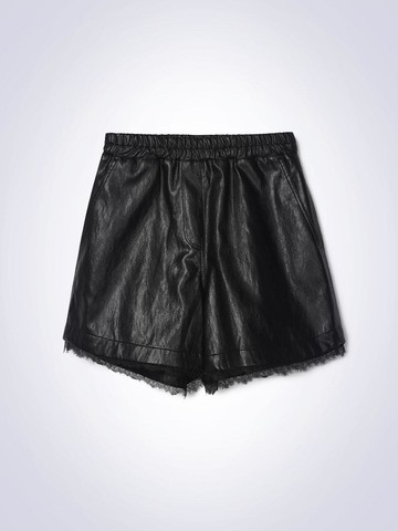 LACE LEATHER PANTS [BLACK]