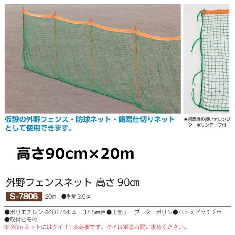 三和体育 外野フェンスネット 高さ90cm 20m LINEショッピング