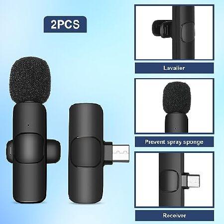 Set Wireless Lavalier Microphone for Android Phones USB Type C Lapel Plug Play Clip on Mic Noise Reductio Microphone for Vlog Interview Live