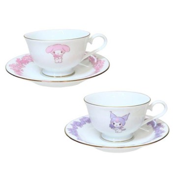 小禮堂 美樂蒂 酷洛米 陶瓷咖啡杯附盤 195ml (花圈款)