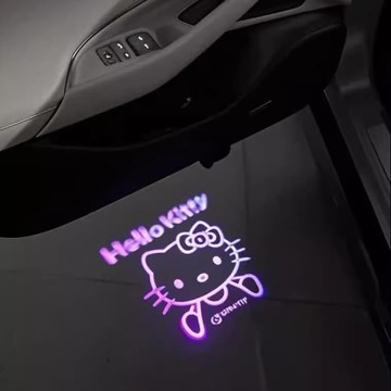 48H出貨！HelloKitty車載迎賓燈車門投影燈感應電動車氣氛燈裝飾用品大全女