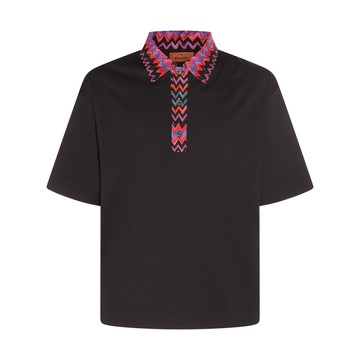 Missoni - Black Multicolour Cotton Zig Zag Polo Shirt