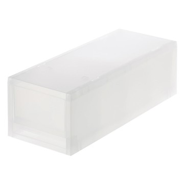 MUJI 無印良品 PP盒 淺型 窄 附隔板 正反疊  1個  透明  14 x 37 x 12cm