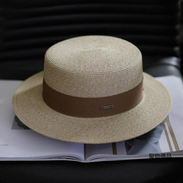 草帽女夏季新款平沿遮陽帽百搭復古防曬太陽帽平頂大碼帽子男