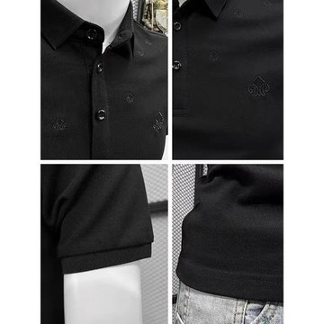 刺繡純色POLO衫男短袖t恤夏季2025新款休閑半袖高端潮牌修身體恤