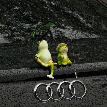 車外裝飾品 汽車裝飾 青蛙釣魚擺件汽車尾部掛件車尾玩偶後備箱裝飾品車外公仔車載飾品