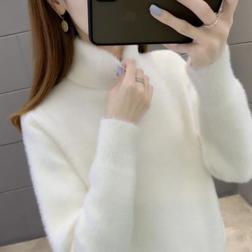 水貂絨毛衣女2023秋冬新款高領保暖內搭加厚針織打底衫爆款洋氣女