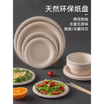 一次性餐盤商用整箱食品級紙盤子加厚燒烤餐飲批發餐具碗筷可降解