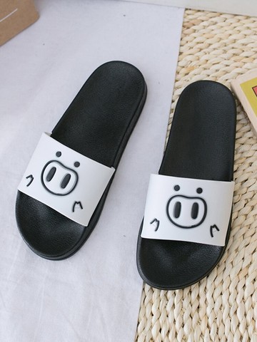 新卡通豬豬室內外穿涼拖鞋女平底防滑軟底浴室女士可愛一字2