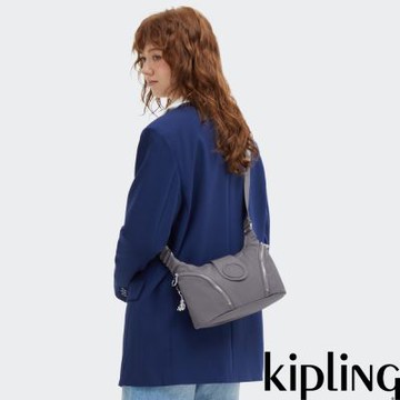 Kipling 魅灰色彎月形單肩斜背包-SERA M