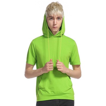 FINDSENSE MD 時尚 男 歐美 純色 大口袋 連帽 大碼 休閒 連帽T恤 特色短T