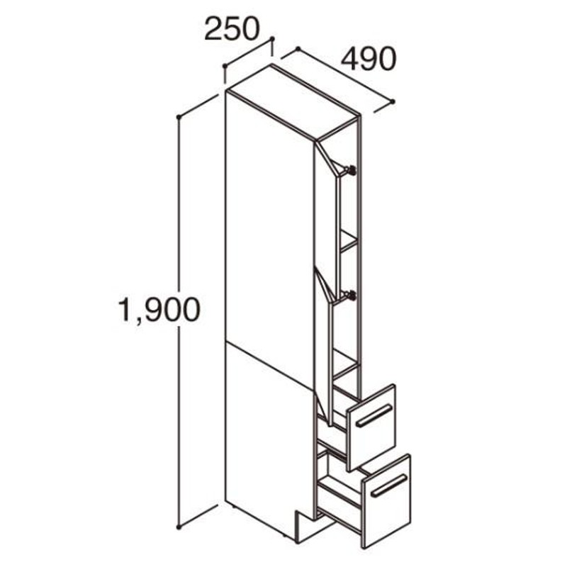 LIXIL / 洗面化粧台EV （MV後継品】トールキャビネット 標準タイプ W250 EBS-255 | LINEブランドカタログ