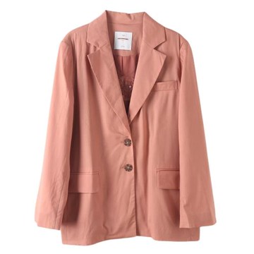 2021秋季新款 韓版修身單排扣長袖純色女裝西裝外套 剪標