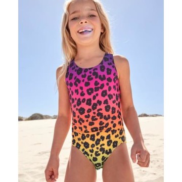 出口英國單NE*T彩色豹紋女童連體游泳衣溫泉度假中大童(3-16歲)