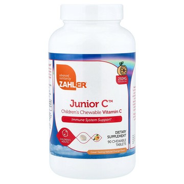 Zahler, Junior C，高階可咀嚼維生素 C，天然橙味，250 毫克，90 片咀嚼片