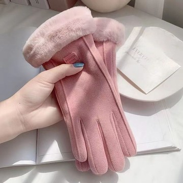 德絨保暖加絨手套女冬季代發棉手套毛絨觸屏手套防寒兔毛手套批發