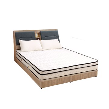 【本木】卡爾特 USB插座貓抓皮雙人5尺房間三件組-床頭+床墊+六分底古橡