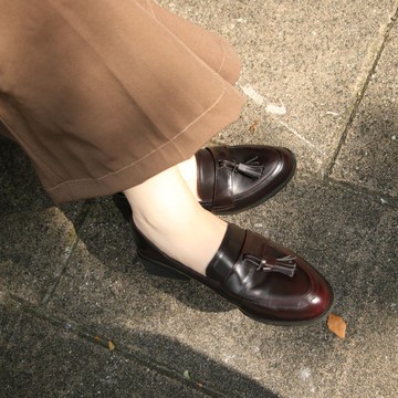 英倫經典流蘇樂福女鞋/暗紅色/291C楦