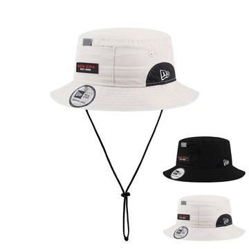 NEW ERA 漁夫帽 戶外橡膠LOGO 淺卡其/黑色 探險帽 平頂漁夫帽 掛繩漁夫帽 ⫷ScrewCap⫸