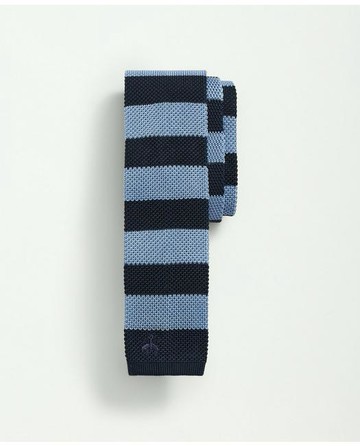Brooks Brothers Men's Silk Knit Bold Guard Striped Tie | Light Blue | Size Regular