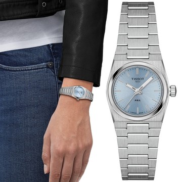 TISSOT天梭 官方授權 PRX系列 冰藍 復古石英腕錶 新年禮物 推薦 送禮 25mm/T1370101135100