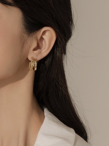 層次幾何圈圈精緻鍍金耳環