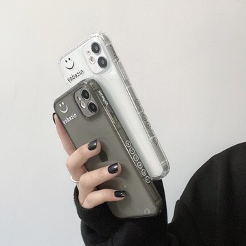 簡約透明側邊笑臉適用iphone12pro max蘋果11手機殼x/xs/xr情侶7/8plus硅膠ins日韓個性創意全包邊防摔保護套