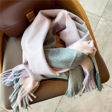 圍巾女日系仿羊絨秋冬季百搭兩用披肩長款漸變冬天保暖圍脖潮