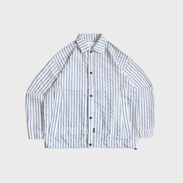 DYCTEAM - 日常系列 白藍條紋_寬鬆襯衫抽繩外套