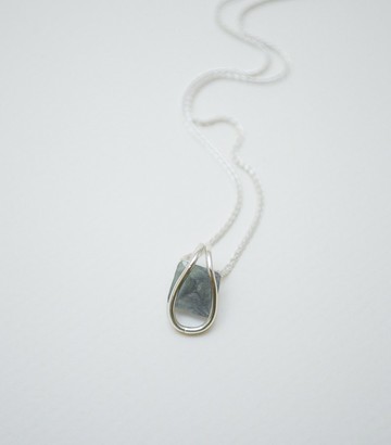 原石系列-淡藍紫八面體螢石‧純銀項鍊