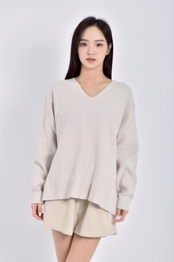 (S) global work質感針織灰色長袖上衣