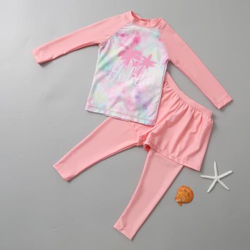 分體女兒童衣長袖長褲防曬速干中大童女童長袖長褲泳裝分體游泳衣