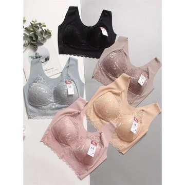 紅色美背無痕背心式運動大碼無鋼圈文胸聚攏胖MM睡眠女內衣紅200