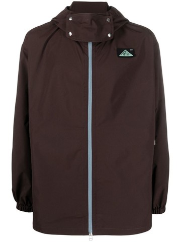 OAMC - logo-patch hooded jacket - men - Polyester - M - Brown