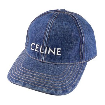CELINE 品牌電繡LOGO丹寧棉質棒球帽/遮陽帽.深藍