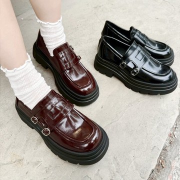 【I called Love】雙扣學院風輕量厚底樂福鞋