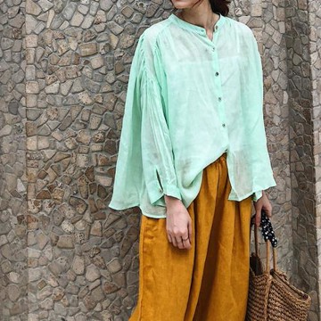 2025春夏新女日系大碼薄款棉麻亞麻苧麻圓領蝙蝠袖襯衫開衫防曬服