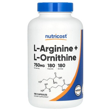 Nutricost, L-精胺酸 + L-瓜氨酸，750 毫克，180 粒膠囊
