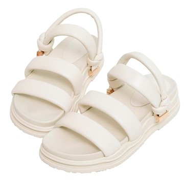 ANNSTAR High a day聯名-雲朵泡泡-頂級羊皮全真皮可兩穿厚底涼鞋3cm-米白