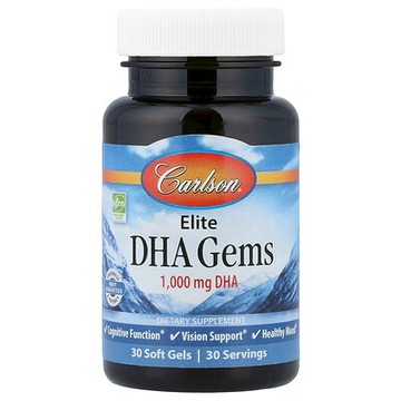 Carlson, Elite DHA Gems，1000 毫克，30 粒軟膠囊