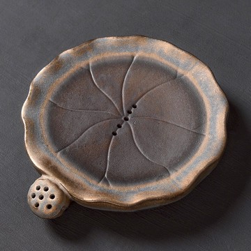 陶福氣鎏金壺承粗陶干泡臺壺墊陶瓷干泡盤功夫茶具養壺托茶道零配